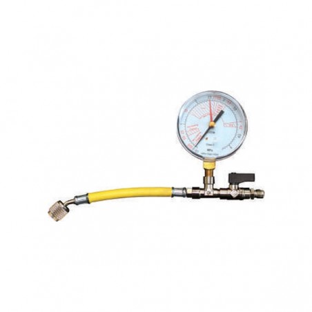 MANOMETRO AZOTO A SETTORI CON TUBO FLESSIBILE GIALLO E RUBINETTO 1/4'' M MR145/G 1