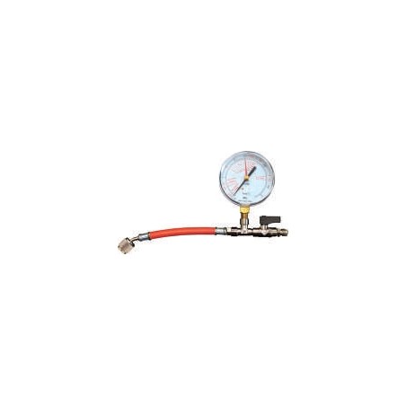 MANOMETRO AZOTO A SETTORI CON TUBO FLESSIBILE ROSSO E RUBINETTO 1/4'' M MR145 1