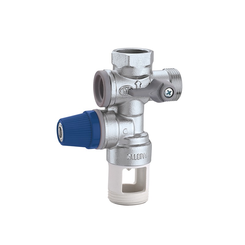 Gruppo di sicurezza per scaldacqua ad accumulo, con intercettazione e valvola di ritegno controllabile 1/2" Caleffi 526142 52614