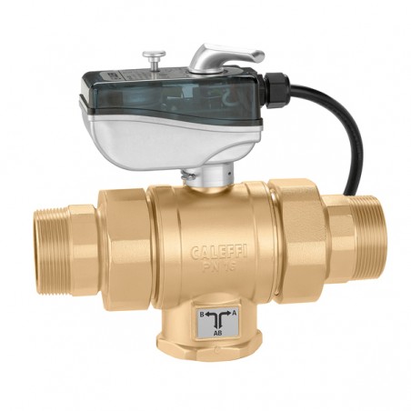 Valvola a Sfera Motorizzata R 1 1/4"  maschio a tre vie con microinterruttore ausiliario 24 V - Caleffi 638075 638075 1
