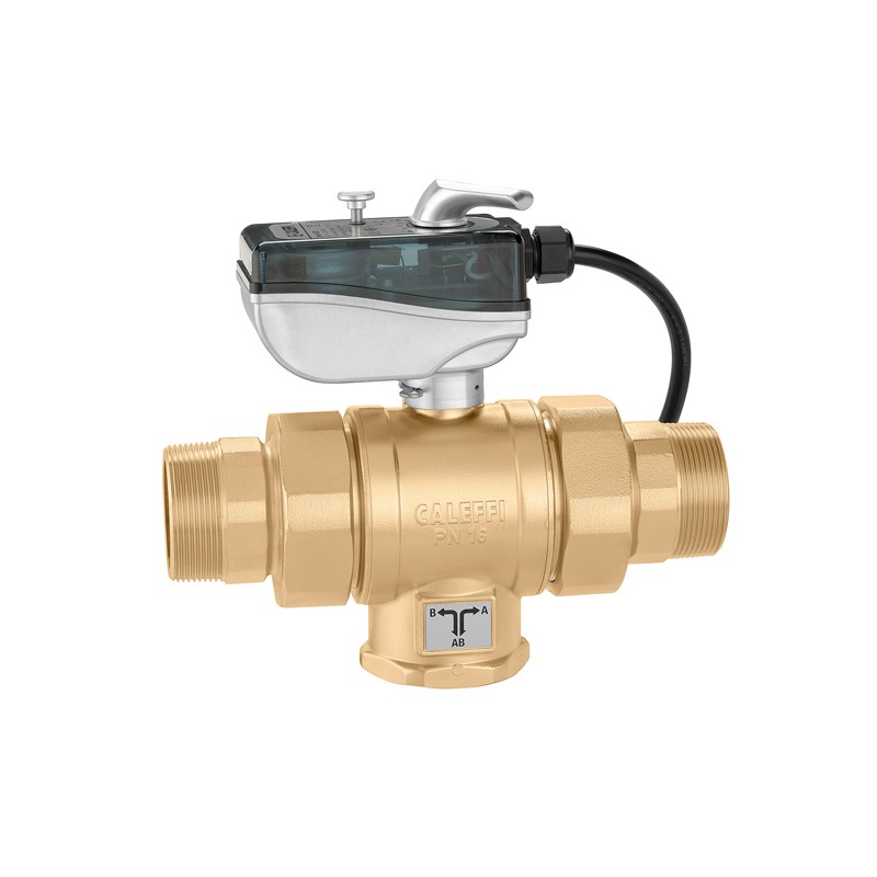 Valvola a Sfera Motorizzata R 2"  maschio a tre vie con microinterruttore ausiliario 230 V - Caleffi 638093 638093 1