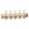 Collettore di ritorno 1 1/4" F-M con 8 vie 3/4"maschio, interasse 50 mm, con debimetri e valvole di regolazione Caleffi 666785S1