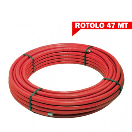 Tubo multistrato pe-xb/al/pe-hd isolante rosso ø mm 20 rotolo 47mt coes47mtrossa20mm 1