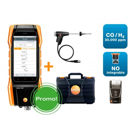 Analizzatore di combustione (O2, CO fino a 4.000 ppm, NO integrabile successivamente) testo 300 Longlife kit 2 0564 3004 86 1