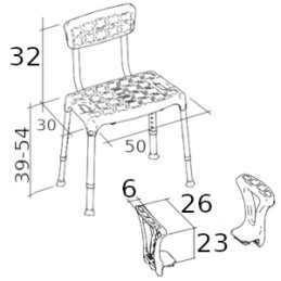 Sedia regolabile da doccia con braccioli e schienale Bianco K Design EH-SSBA-PP-BX EH-SSBA-PP-BX 2