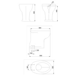 Vaso sanitario con altezza maggiorata e scarico pavimento K Design CL-TB11-W CL-TB11-W 3