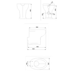 Vaso sanitario con altezza maggiorata, apertura frontale e scarico a parete K Design CL-TB13-W CL-TB13-W 3