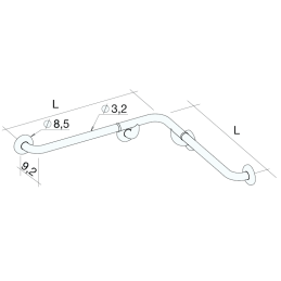 Corrimano lineare ad angolo con supporti centrali in acciaio inox bianco 80x80 cm K Design EHP-3232A-PC EHP-3232A-PC 2