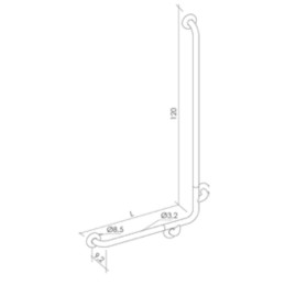 Corrimano angolare a 90° con supporto intermedio in acciaio (bianco) 60x120 cm K Design EHP-2448H-PC EHP-2448H-PC 2