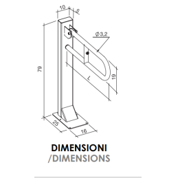 Barra di sostegno ribaltabile su colonna in acciaio laccato bianco 80 cm K Design EHP-FA-80-PC EHP-FA-80-PC 2