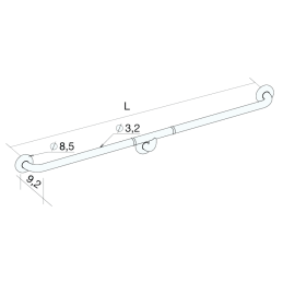 Corrimano lineare con supporto centrale in acciaio 200cm bianco K Design EHP-80-PC EHP-80-PC 2