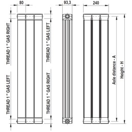 Elemento radiatore in altezza 1443 mm Ferroli TAL 3-1400 in Alluminio 16503030 2