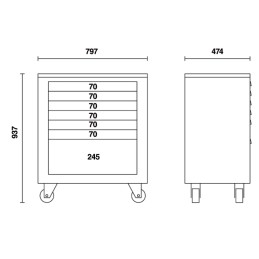 Beta C55C7 Cassettiera mobile con 7 cassetti per arredo officina 055000201 4