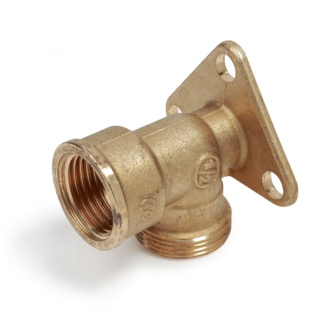 Raccordo a gomito filettato femmina con staffa a muro 1/2" x 16 in ottone R572RY002 1