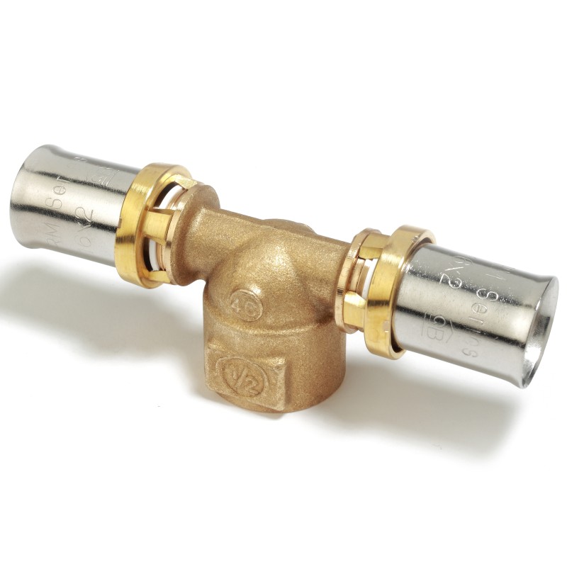 Raccordo a Tee filettato femmina a pressare multipinza ø 1 1/2" x (40 x 3,5) mm RM154Y076 1