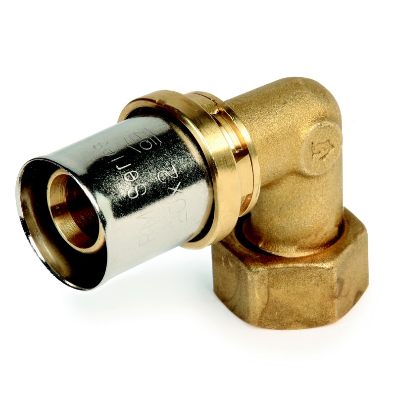 Raccordo curvo 90° con calotta a sede piana a pressare multipinza misura ø 1/2" x (20 x 2) RM130PY037 1 Raccordo curvo 90° con calotta a sede piana a pressare multipinza misura ø 1/2" x (20 x 2) RM130PY037 1