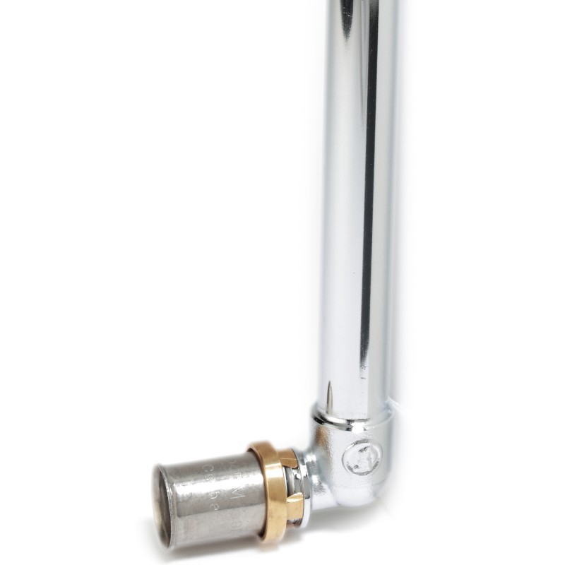 Raccordo curvo 90° a pressare multipinza con tubo rame cromato Ø 16 mm di lunghezza 300 mm RM128X034 1