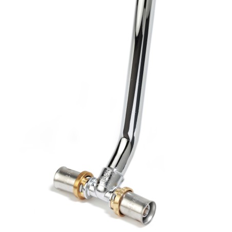 Raccordo a Tee inclinato 45° con tubo rame cromato Ø 16 mm di lunghezza 300 mm RM158X034 1