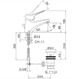 Miscelatore monocomando lavabo con scarico automatico Cisal Tender M300051021 M300051021 2