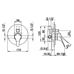 Miscelatore monocomando vasca-doccia incasso MITO3 Cisal M300021021 M300021021 2