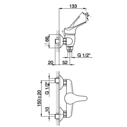 Miscelatore monocomando doccia MITO3 Cisal M300044021 M300044021 2