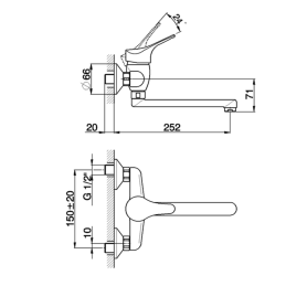 Miscelatore monocomando lavello a parete MITO3 Cisal M300040021 M300040021 2