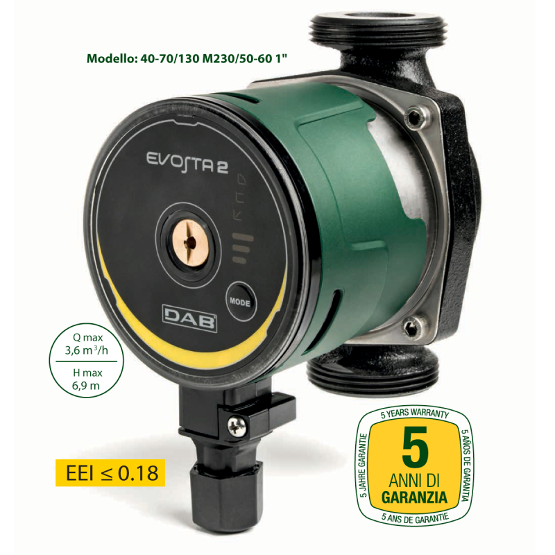 Circolatore elettronico DAB EVOSTA2 40-70/130 M230/50-60 1" 60186046 1 Circolatore elettronico DAB EVOSTA2 40-70/130 M230/50-60 1" 60186046 1