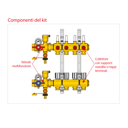 Kit collettore premontato in ottone 1"x18/12 per impianti di climatizzazione R553FK112 2