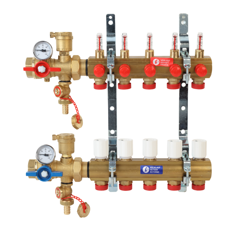 Kit collettore premontato in ottone 1"x18/2 per impianti di climatizzazione R553FK102 1