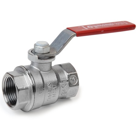Valvola a sfera, attacchi 1" F-F, maniglia a leva rossa, passaggio totale R850X025 1