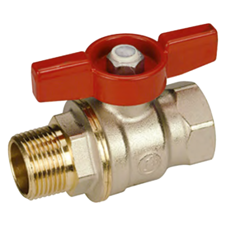 Valvola con sfera DADO attacchi filettati 1/4" F-M, farfalla rossa Giacomini R914X021 1