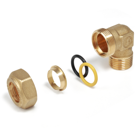 Raccordo curvo 90° filettato maschio ø 1/2" x 12 mm per tubo rame R562Y112 1