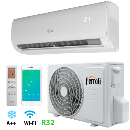 Condizionatore Ferroli Ambra 9000 BTU R32 inverter A++ Wi-Fi incluso 2CP0001F + 2CP0005F 1