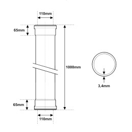Tubo ad innesto ultra silent ø110 - 1 metro - 2 bicchieri BAMPI USD111000 USD111000 2