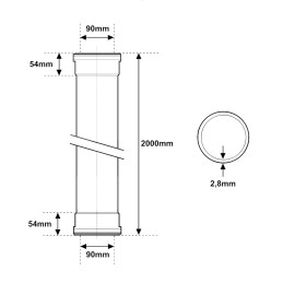 Tubo ad innesto ultra silent ø 90 mm - 2000mm - 2 bicchieri BAMPI USD092000 USD092000 2