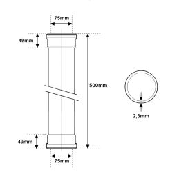 Tubo ad innesto ultra silent ø 75 mm - 500mm - 2 bicchieri BAMPI USD070500 USD070500 2