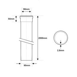 Tubo Polipropilene ultra silent 2000mm 1 bicchiere Ø 90mm BAMPI US092000 US092000 2