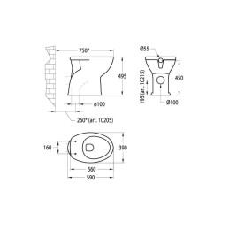 Idral 10205 - Vaso a Terra per Disabili Serie EASY, H49, Scarico a Terra 10205 2 Idral 10205 - Vaso a Terra per Disabili Serie EASY, H49, Scarico a Terra 10205 2