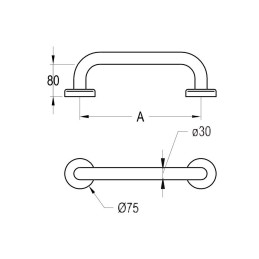 Maniglione lineare 60 cm per bagno disabili Idral 12000V-60 bianco 12000V-60 2