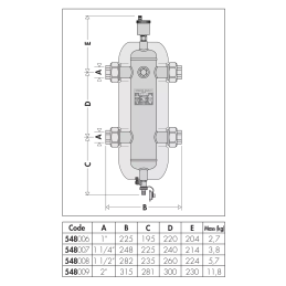 Separatore idraulico con coibentazione attacco G 1", portata 2,5 m3/h - 548006 - caleffi 548006 4