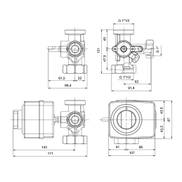 VALVOLA MISCELATRICE A SETTORE PER REGOLAZIONE CON SERVOMOTORE 1" - 3880GSM TIEMME 3160031 2