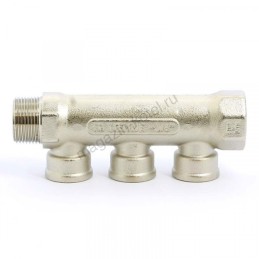 Collettore Lineare in Ottone Nichelato 3/4"G F-M con 2 Uscite 1/2" Femmina, Interasse 36 mm Tiemme 1910071 1910071 2