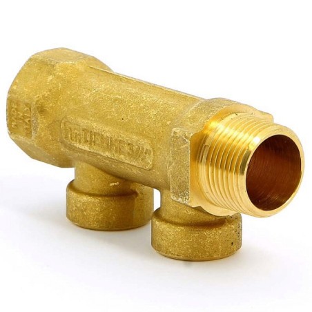 Collettore Lineare in Ottone 3/4"G F-M con 2 Uscite 1/2" Femmina, Interasse 36 mm Tiemme 1910052 1910052 1