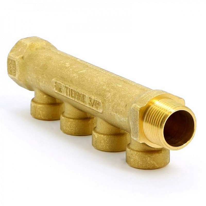 Collettore Lineare in Ottone 3/4"G F-M con 4 Uscite 1/2" Femmina, Interasse 36 mm Tiemme 1910038 1910038 1