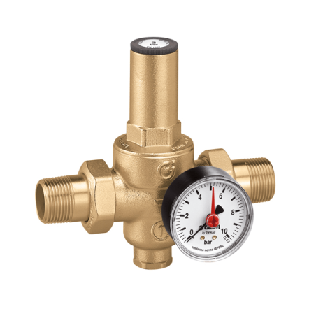 Riduttore di pressione R 1/2" M bocchettone cartuccia estraibile, attacco manometro 1/4"F senza manometro Caleffi 536040 536040 