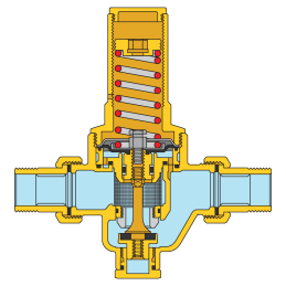 Riduttore di pressione R 1/2" M bocchettone cartuccia estraibile, attacco manometro 1/4"F senza manometro Caleffi 536040 536040 