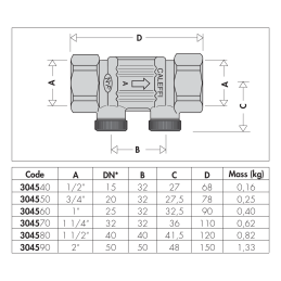 Valvola di ritegno G 1" F femmina-femmina, DN 25 tipo EA Caleffi 304560 304560 2