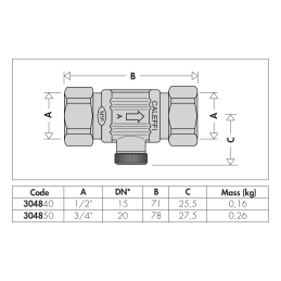 Valvola a doppio ritegno G 1/2" F femmina - femmina, controllabile, DN 15 Caleffi 304840 304840 2