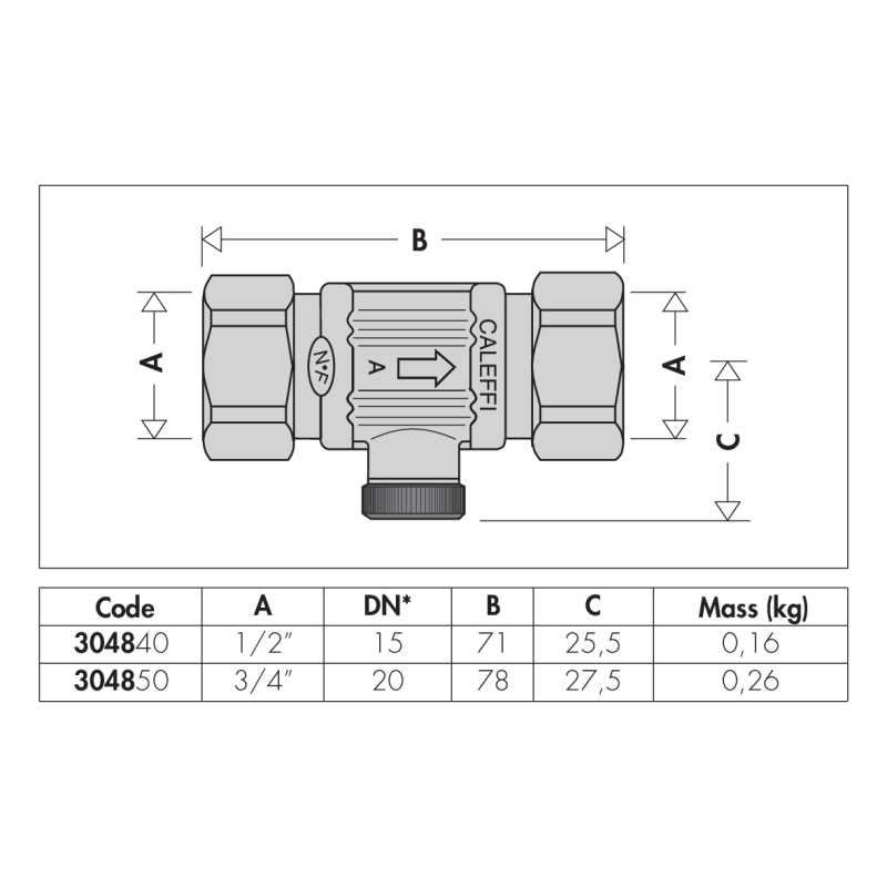 CALEFFI 280 Valvola Anticondensa Dn25x1"M 55° Kv9 - 280065 | - Forniture Idrauliche Ed Arredobagno - 8