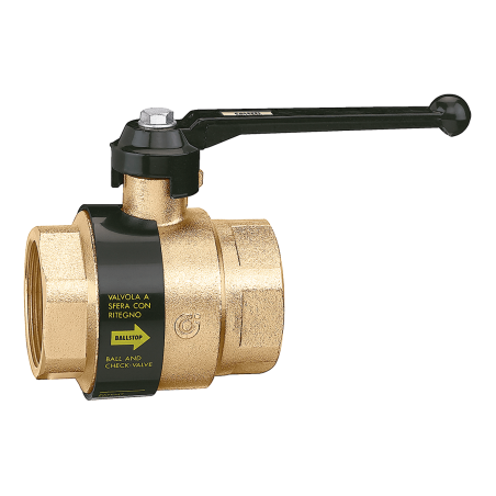 Valvola a sfera con ritegno incorporato G 2" F femmina - femmina, manopola a leva, DN 50 Caleffi 323090 323090 1